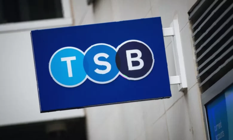 Santander and TSB bank branches on a busy UK high street