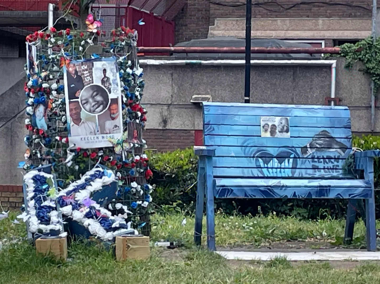 Memorial shrine to Keelen Wong on Coldharbour Lane near the site of the latest shooting