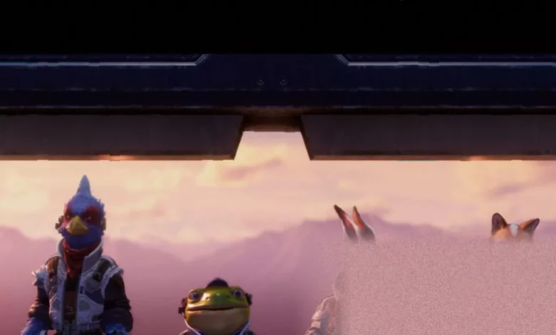 Corneria opening level in Lylat Wars remake with stone towers and Arwings skimming water