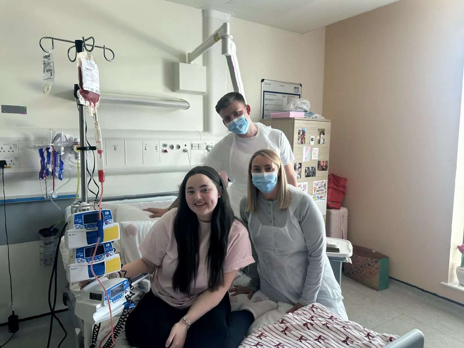 A bone marrow biopsy procedure being performed in a clinical setting