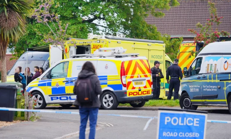 Police cordon outside a damaged house on Sterncourt Road in Bristol after an explosion