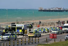 Police activity on Brighton seafront near Madeira Drive after three bodies recovered from the sea