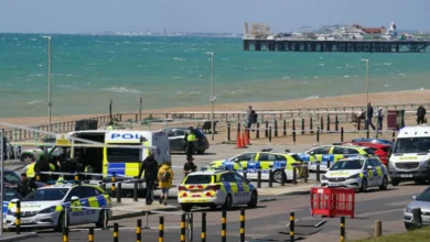 Police activity on Brighton seafront near Madeira Drive after three bodies recovered from the sea