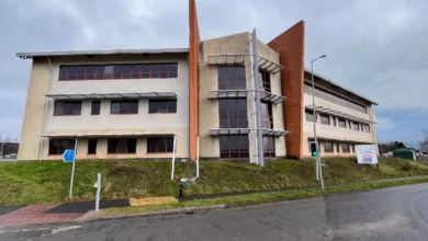 Vacant Waterton House office building at Waterton Cross in Bridgend