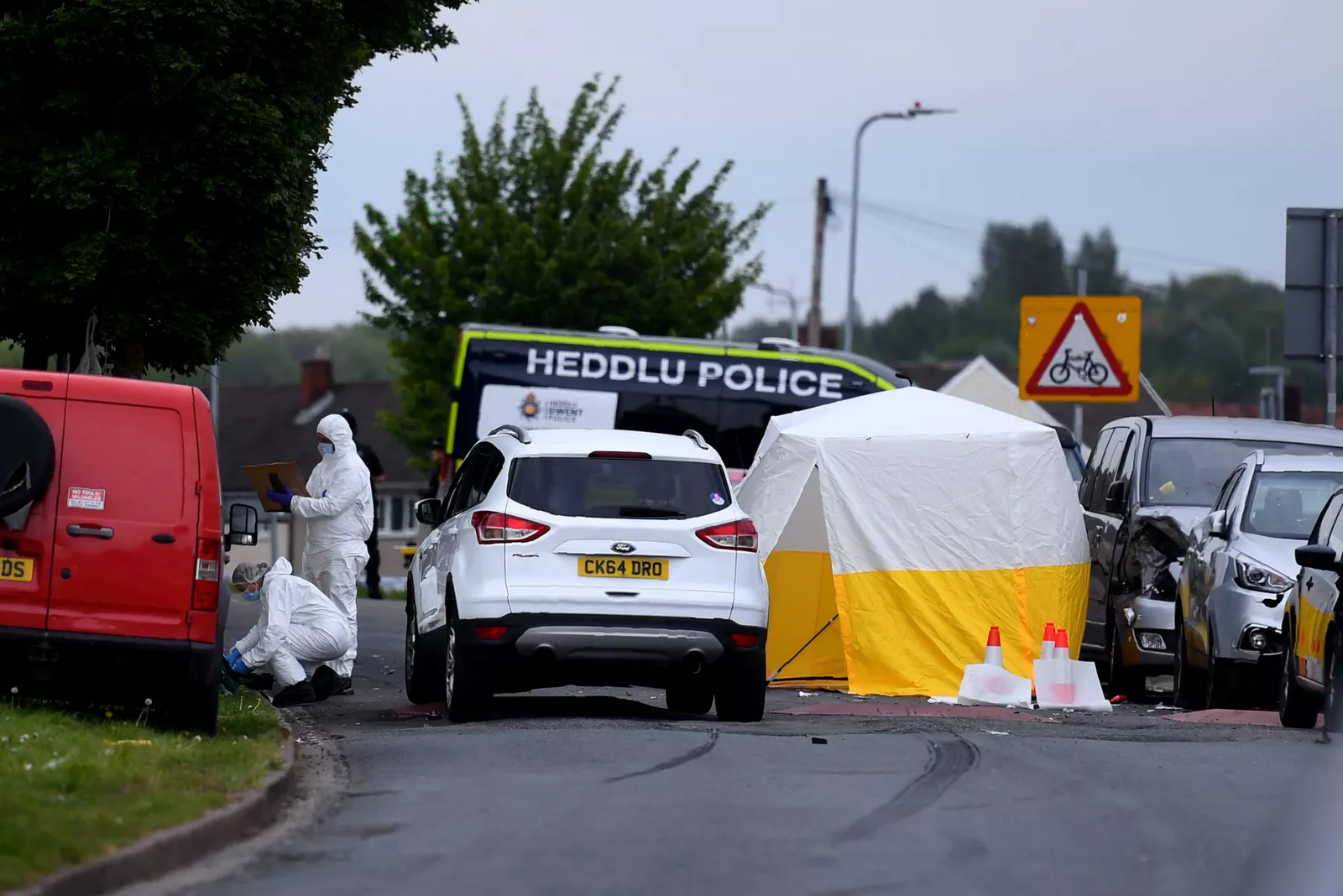 Floral tributes and balloons left at the scene of a fatal hit-and-run in the Alway area of Newport
