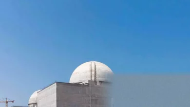 Smoke rising near the Barakah nuclear plant in the Al Dhafra region of Abu Dhabi