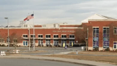 Exterior of Cox Mill High School in Concord, North Carolina, where the complaint was filed