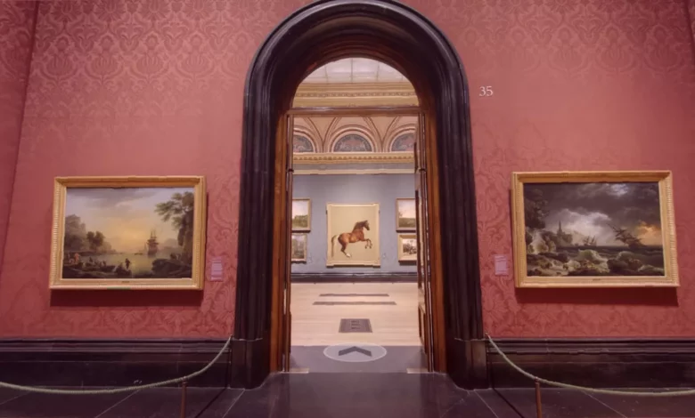 Digital walkthrough of National Gallery rooms showing artwork hung on walls