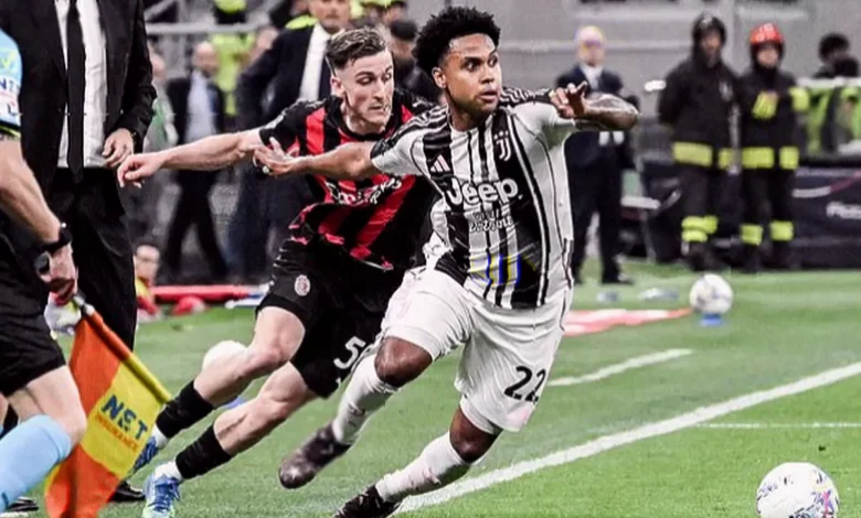 Juventus midfielder Weston McKennie training during a Serie A match