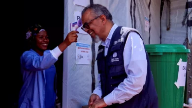 WHO chief Tedros at the opening of a new Ebola treatment centre in Bunia, eastern Congo
