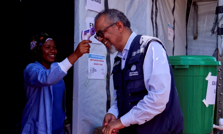 WHO chief Tedros at the opening of a new Ebola treatment centre in Bunia, eastern Congo