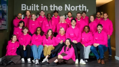 A diverse group of tech founders at a startup investor workshop in northern England.