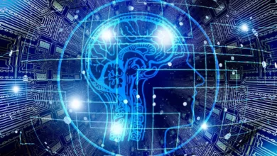 Business executive using a conversational AI interface to analyse technology spending data on a screen