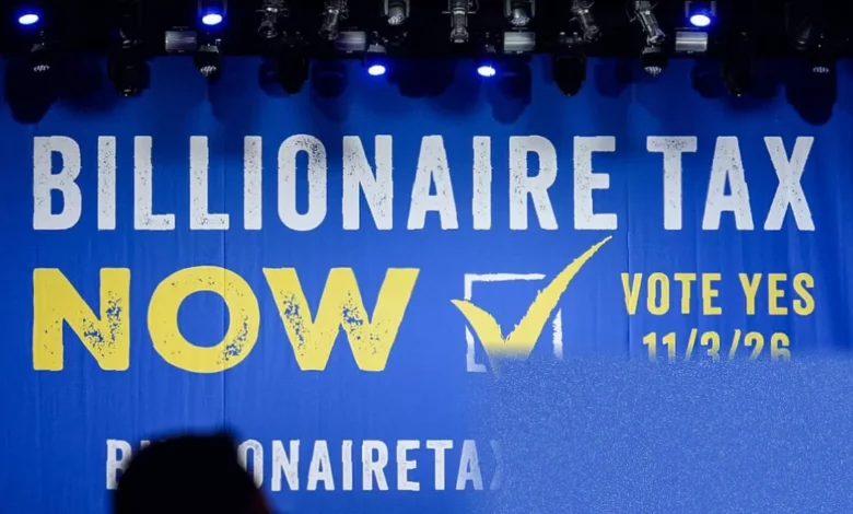 California Secretary of State office confirming the billionaire tax ballot measure with signature piles visible