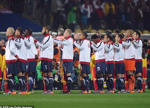 Canada fans singing the national anthem before a World Cup match in South Africa