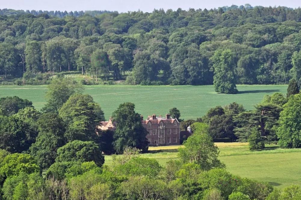 View of the Chilterns landscape from Coombe Hill overlooking the Chequers manor house