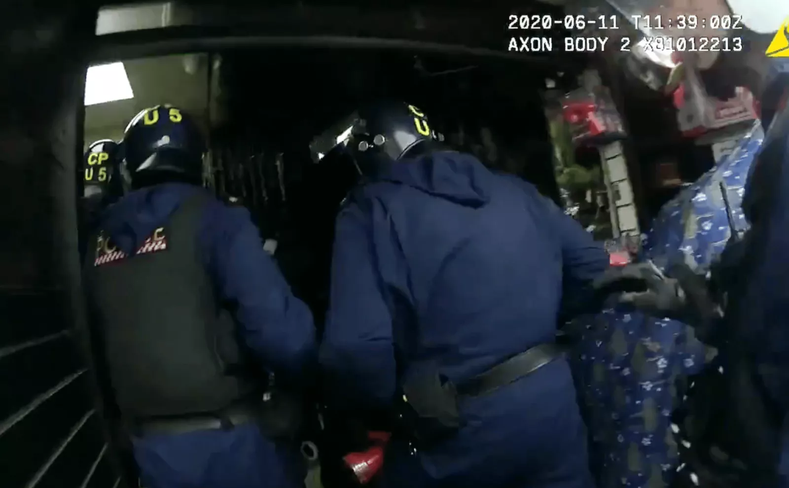 Police officers arresting demonstrators during the Palestine Action protest