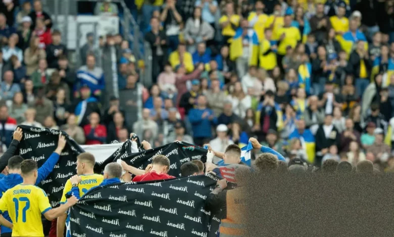 Football pitch at Odense’s Nature Energy Park with medics surrounding a player on the ground