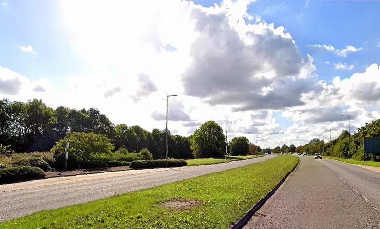 A grey Peugeot 508 after a head-on collision with a green Fiat 500 on a roadside in Milton Keynes.