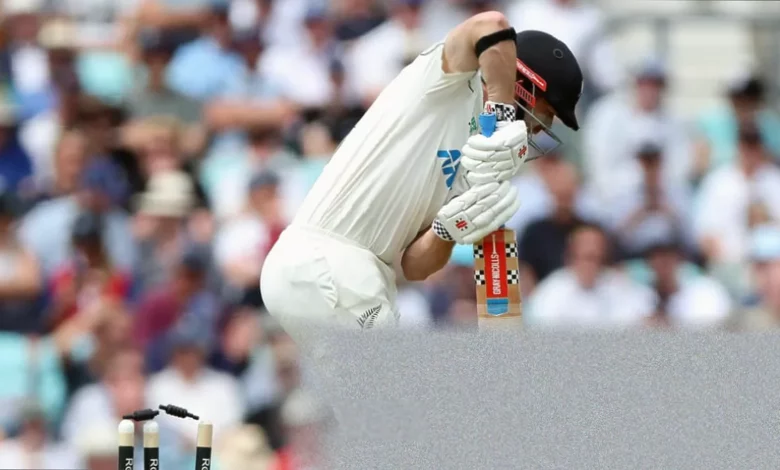 Cricket action at the Oval during the second Test between England and New Zealand