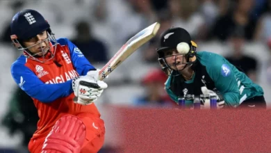 Rain covers being brought onto The Oval pitch during England’s T20 World Cup chase