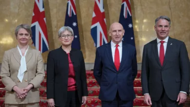 Defence Secretary John Healey speaking at Lancaster House during the AUKMIN summit