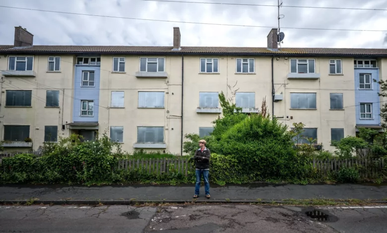 Boarded-up terraced houses on the Ekin Road estate in Cambridge