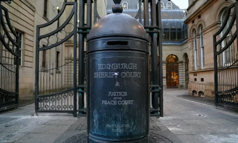 Court building exterior where former MSP appeared for drink-driving hearing