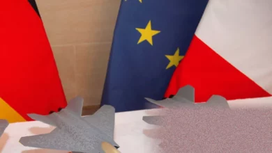 Two European leaders shaking hands at a summit in Montenegro, with naval ships in the background
