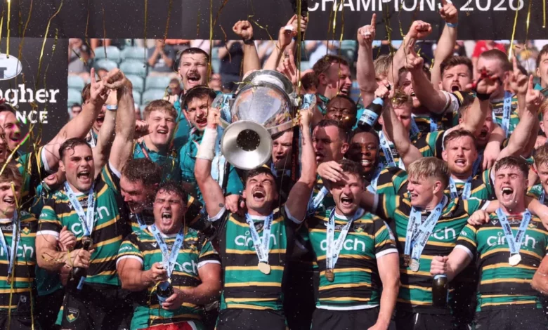 Players on the pitch at Allianz Stadium, Twickenham, during the Gallagher Premiership final