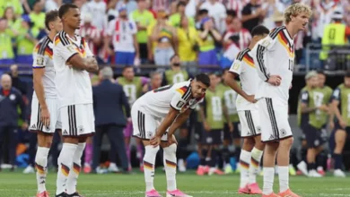 Germany players walking off the pitch after a World Cup penalty shoot-out defeat