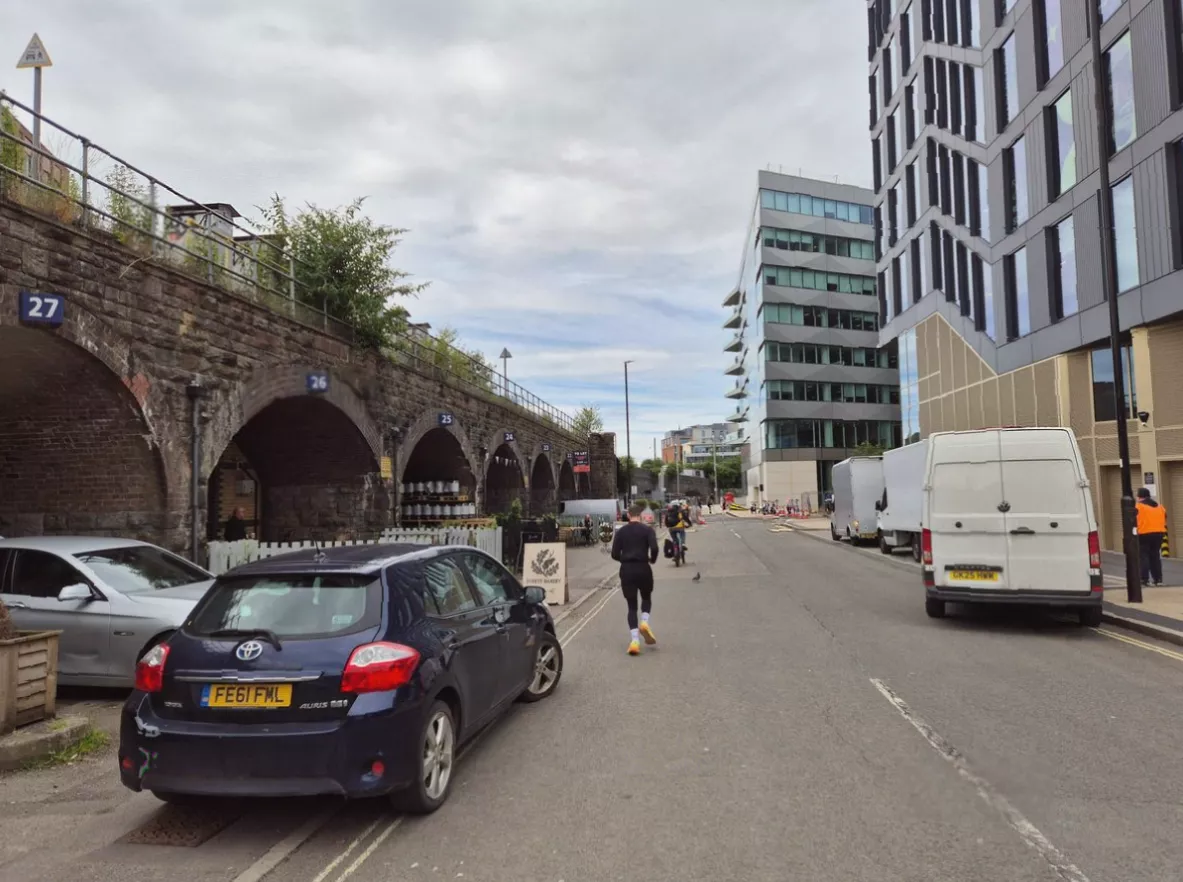 Railway arches housing independent breweries and bakeries on Oxford Street in Bristol