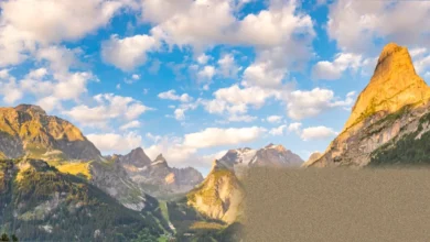 Cross-section of the Alps showing tectonic plate collision and deep rock layers