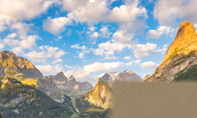 Cross-section of the Alps showing tectonic plate collision and deep rock layers