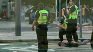 Police cordon near Broomhouse Mosque in Edinburgh after knife attacks