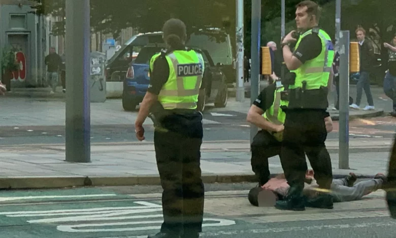 Police cordon near Broomhouse Mosque in Edinburgh after knife attacks