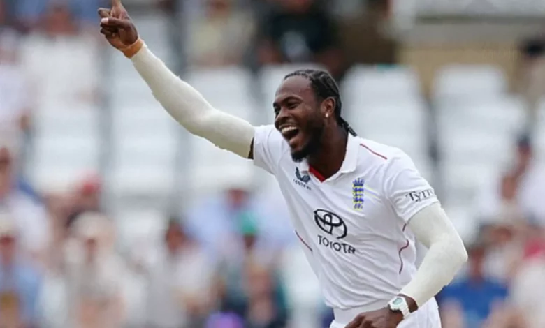 A fast bowler delivers a bouncer on a cracked pitch at Trent Bridge cricket ground