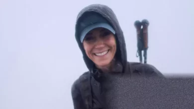 Princess of Wales walking up a rugged mountain path during the Three Peaks Challenge