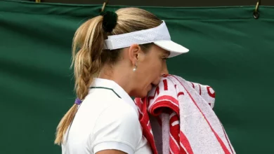 Qualifier Tyra Caterina Grant celebrates after winning match point on Court 3 at Wimbledon