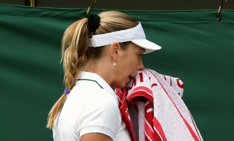 Qualifier Tyra Caterina Grant celebrates after winning match point on Court 3 at Wimbledon