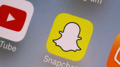 Police headquarters building with a digital Snapchat logo overlay