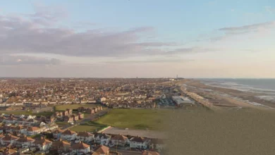 Aerial view of the AGC Chemicals Europe plant in Thornton-Cleveleys, Lancashire