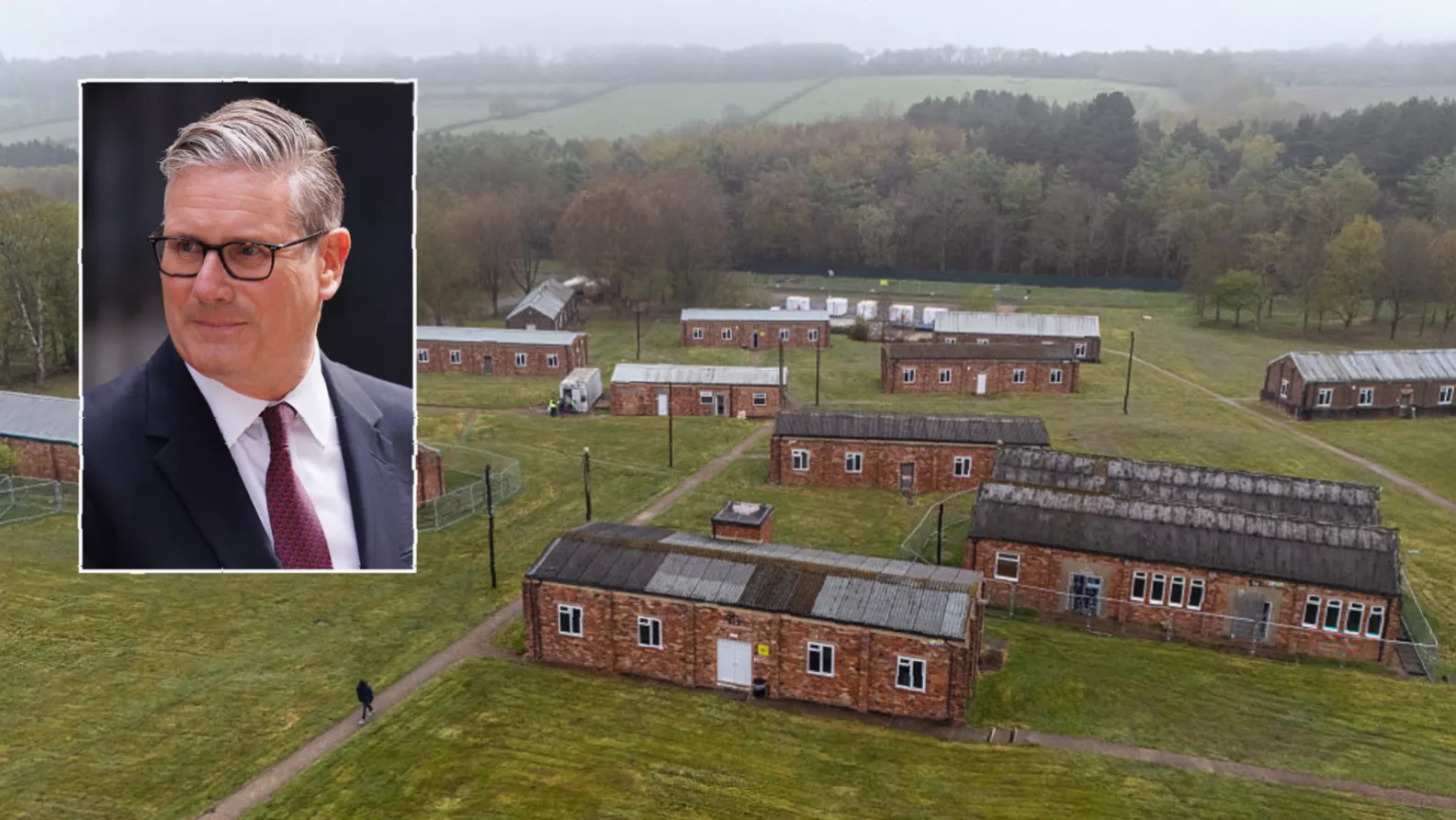 Local residents protesting outside a disused MoD site over asylum seeker housing plans