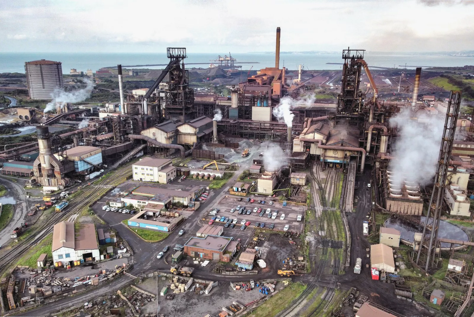Inside a steel plant showing the pickle line facility damaged by a recent fire