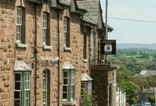 Stone frontage of the Arundell Arms hotel in Lifton, Devon