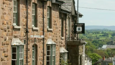 Stone frontage of the Arundell Arms hotel in Lifton, Devon