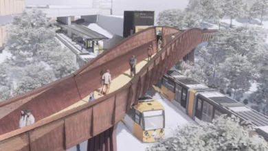 Construction plans for a new pedestrian footbridge at Bury Interchange