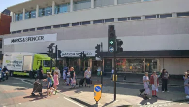 Emergency services at the scene outside a Marks & Spencer store on Ealing Broadway after a car hit pedestrians.