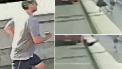 CCTV footage shows a jogger pushing a woman into the path of a double-decker bus on Putney Bridge