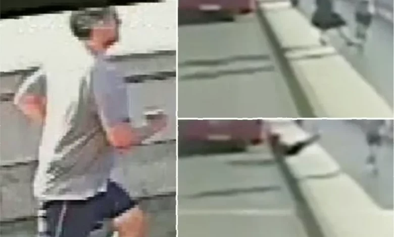 CCTV footage shows a jogger pushing a woman into the path of a double-decker bus on Putney Bridge